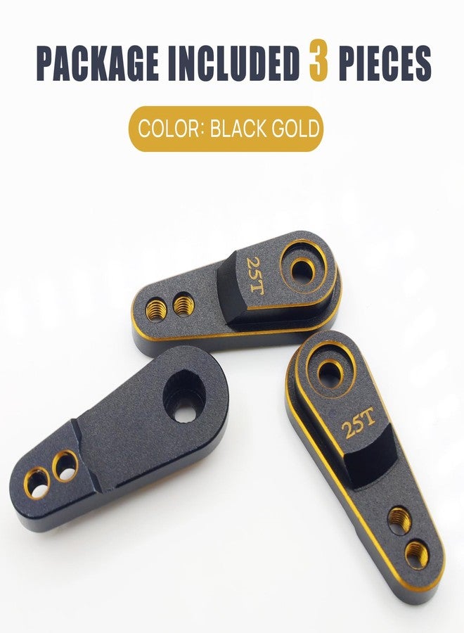 HOPLEX Aluminum Servo Horn 25T Steering Arm Upgrades for Standard Servo Motors Compatible with Traxxas TRX4 Axial SCX10 Tamiya 1/10 RC Crawler Truck(Black Gold) - Image 4